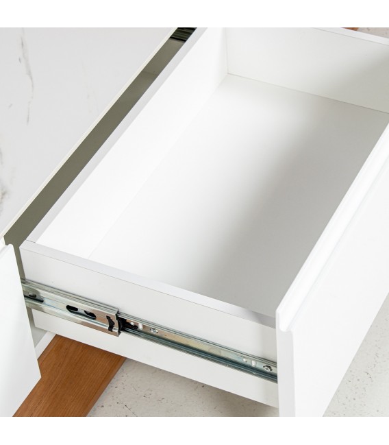Mueble de TV extensible  madera de roble con cerámica mármol 6