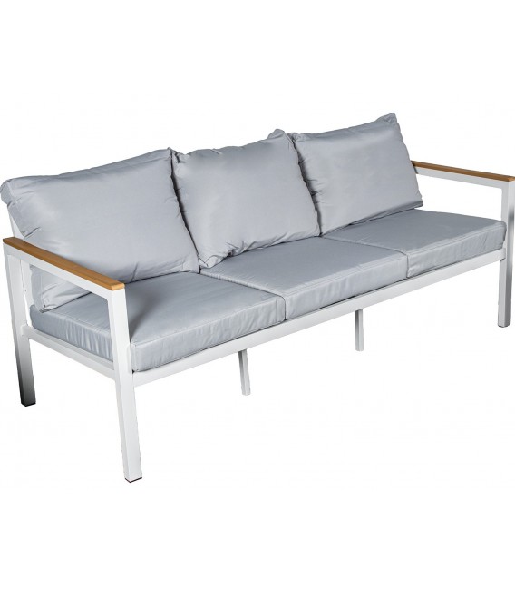 Set de exterior en aluminio color blanco con sofá y sillones 1
