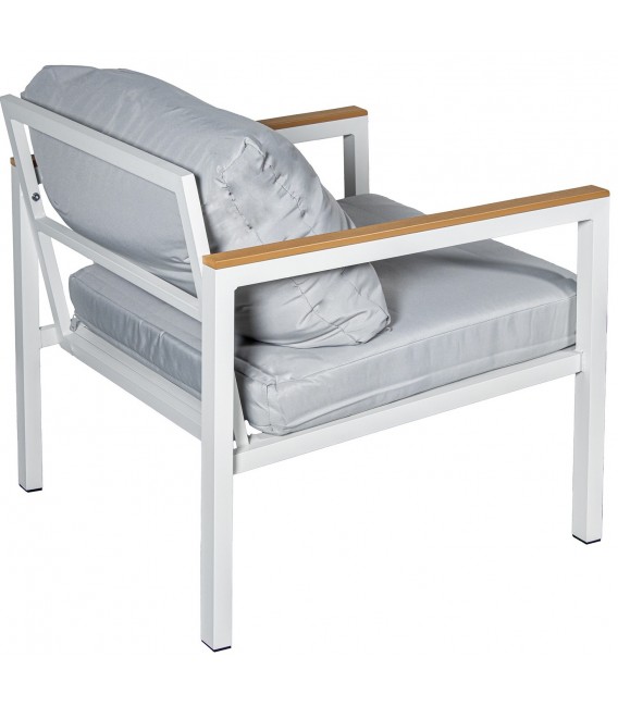 Set de exterior en aluminio color blanco con sofá y sillones 3