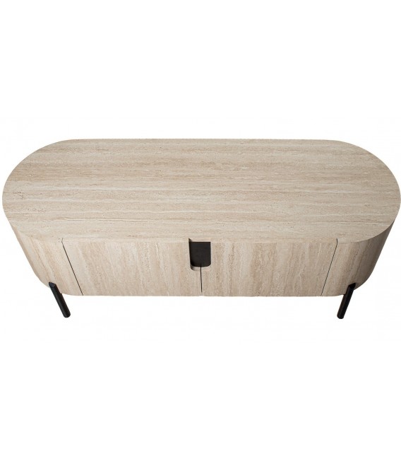 Mueble de TV de madera natural con papel travertino contemporáneo 3