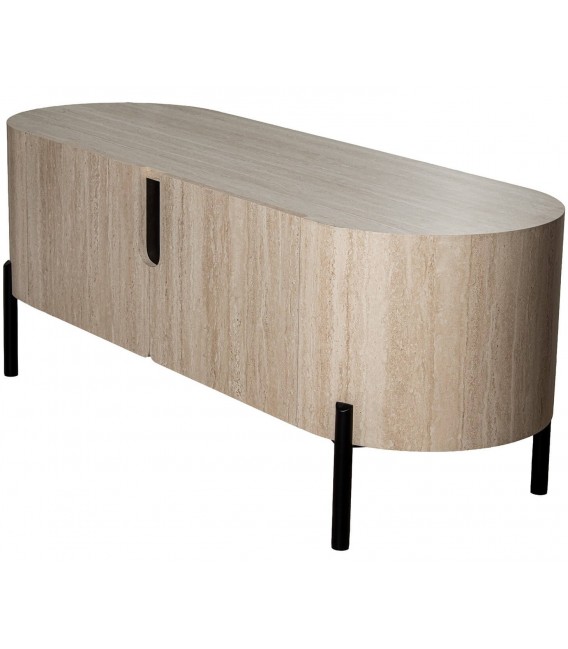 Mueble de TV de madera natural con papel travertino contemporáneo 5