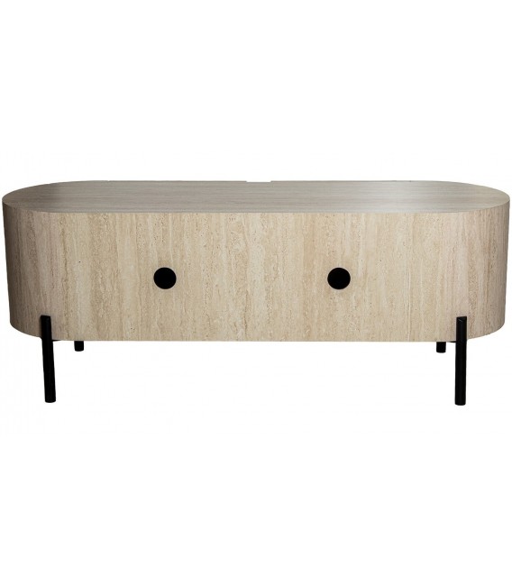 Mueble de TV de madera natural con papel travertino contemporáneo 2