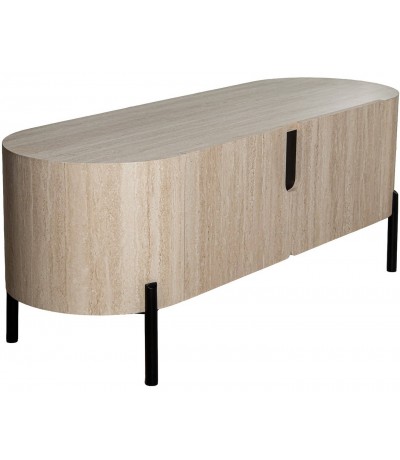 Mueble de TV de madera natural con papel travertino contemporáneo  1