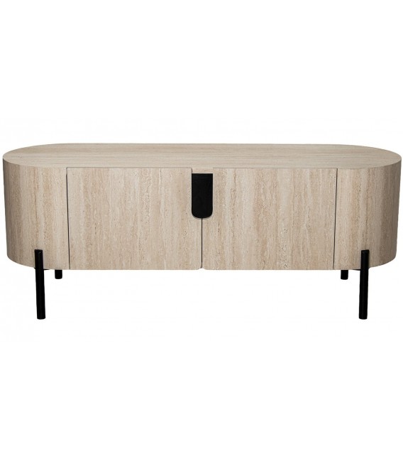 Mueble de TV de madera natural con papel travertino contemporáneo 8