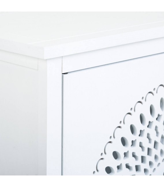 Taquillón estilo colonial blanco de madera tallada 2 puertas 5