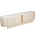Mueble de TV madera color beige con mármol blanco contemporáneo