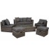 Set de exterior ratán gris oscuro con sofá con sillones y mesa