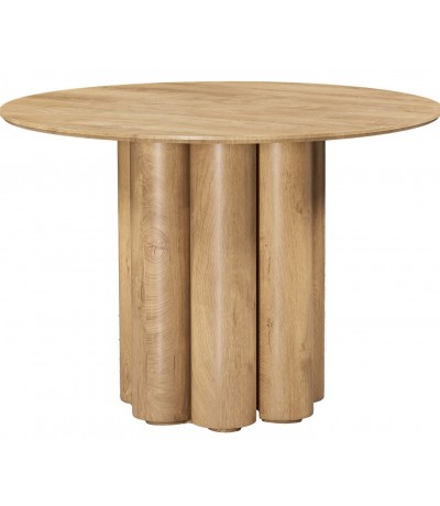 Mesa de comedor redonda madera de roble macizo con estilo boho
