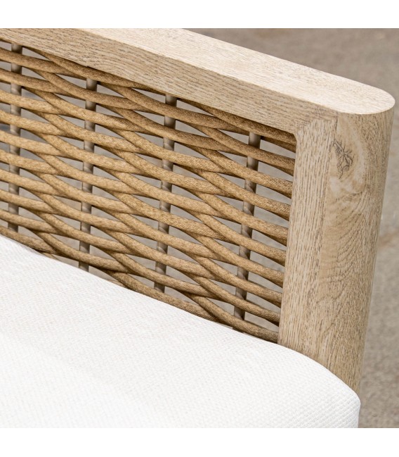 Set de exterior ratán natural con sofá mesa de centro y sillones 4