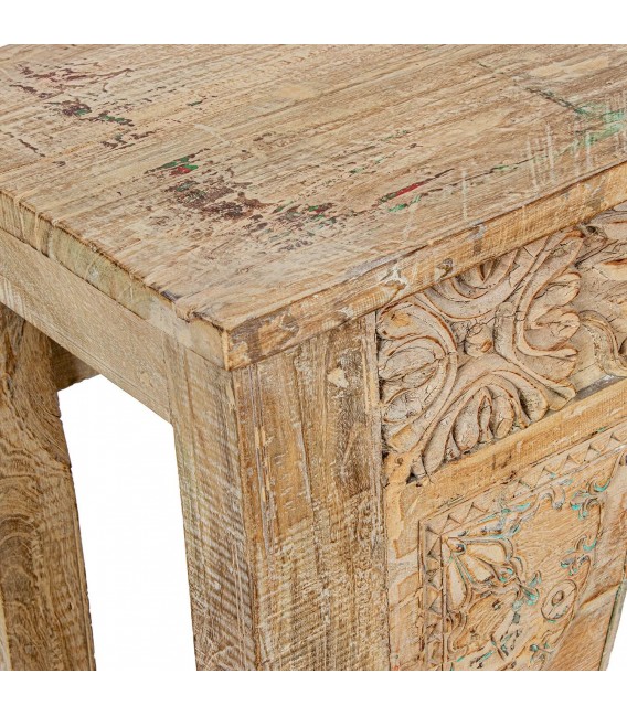 Consola de entrada étnica en madera de mango tallada artesanal 5