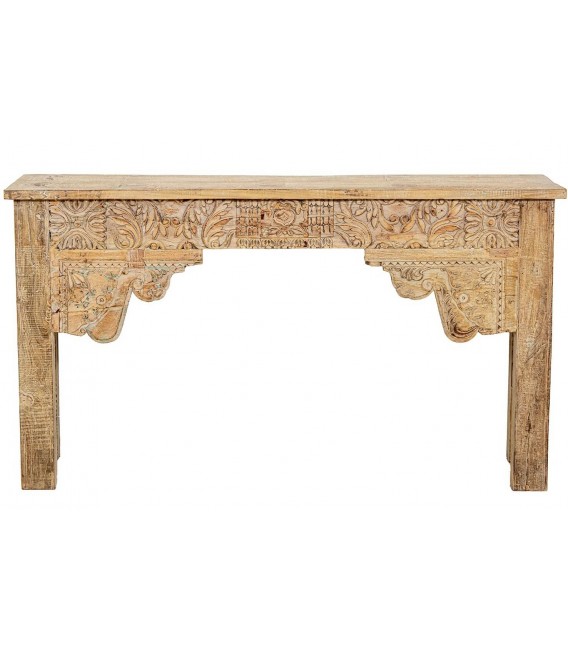 Consola de entrada étnica en madera de mango tallada artesanal 2