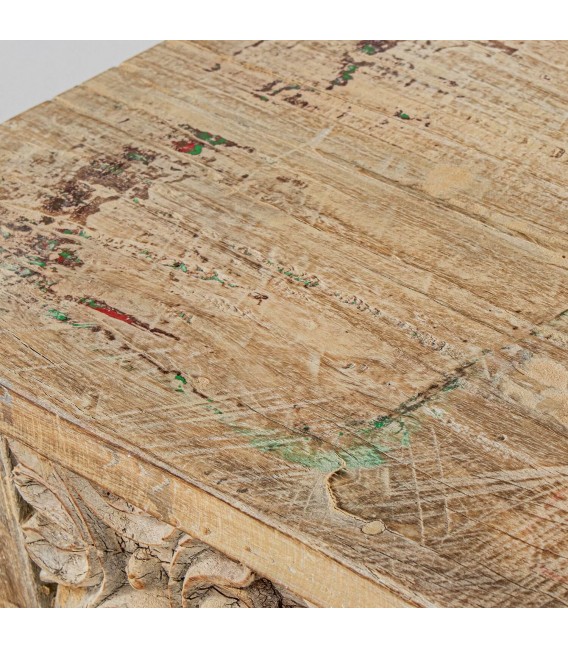 Consola de entrada étnica en madera de mango tallada artesanal 7