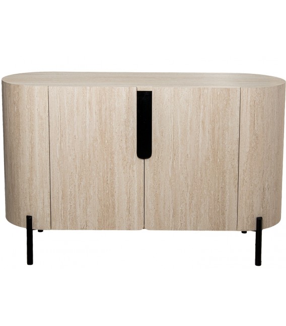 Aparador de madera contemporáneo efecto travertino de dos puertas 2