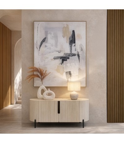 Aparador de madera contemporáneo efecto travertino de dos puertas mdmhogar