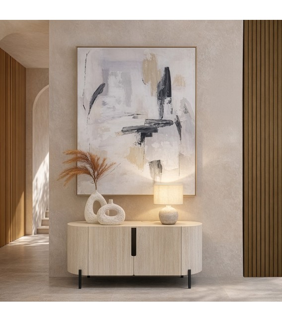 Aparador de madera contemporáneo efecto travertino de dos puertas mdmhogar