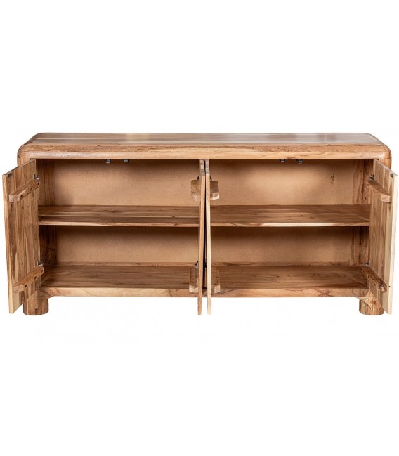 Aparador estilo boho de madera acacia cuatro puertas en nogal 2