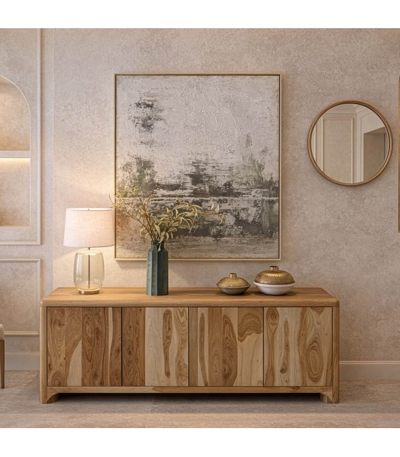 Aparador estilo boho de madera acacia cuatro puertas en nogal mdmhogar