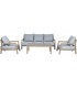 Set de exterior en aluminio imitación madera con sillones y mesa