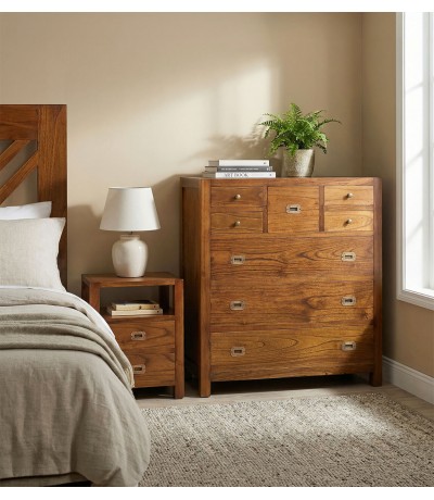 Cómoda grande madera maciza mindi 8 cajones estilo colonial