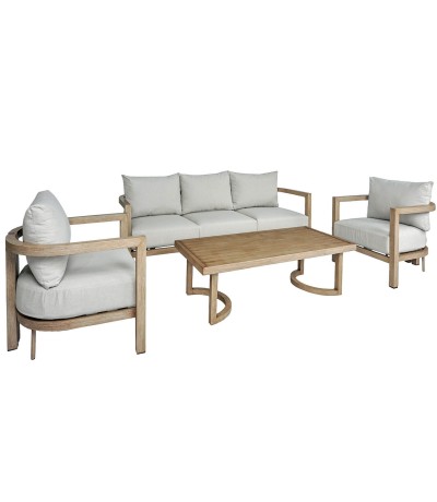 Set de jardín aluminio imitación madera estilo contemporáneo