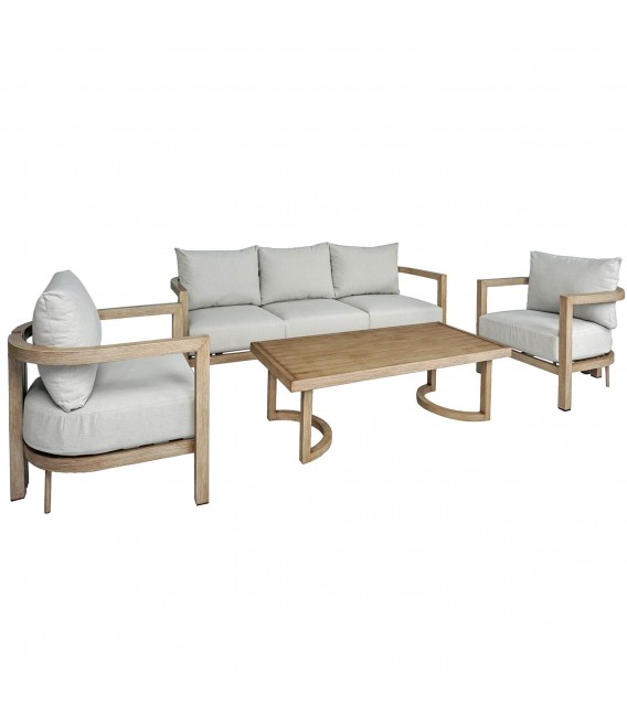Set de jardín aluminio imitación madera estilo contemporáneo