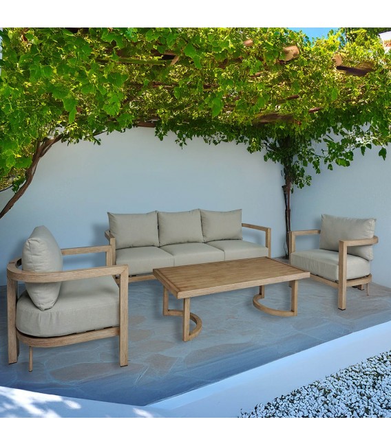Set de jardín aluminio imitación madera estilo contemporáneo mdmhogar