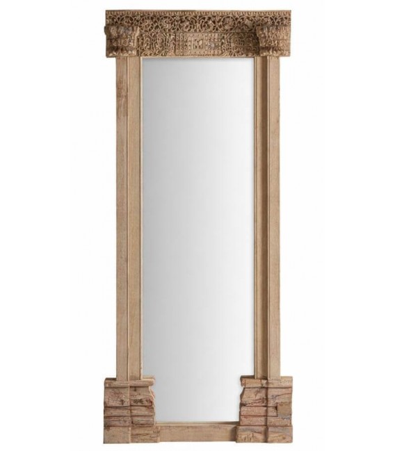 Espejo vestidor de madera de teca tallado a mano estilo étnico XL 1
