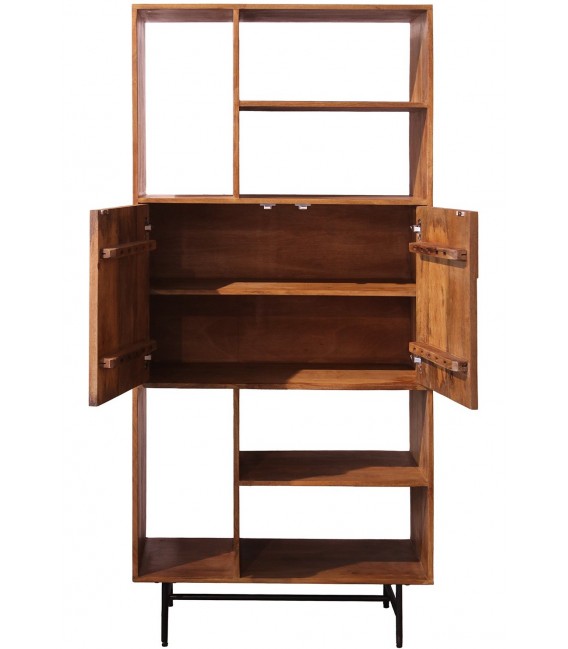 Estantería de madera de mango estilo industrial con dos puertas 2