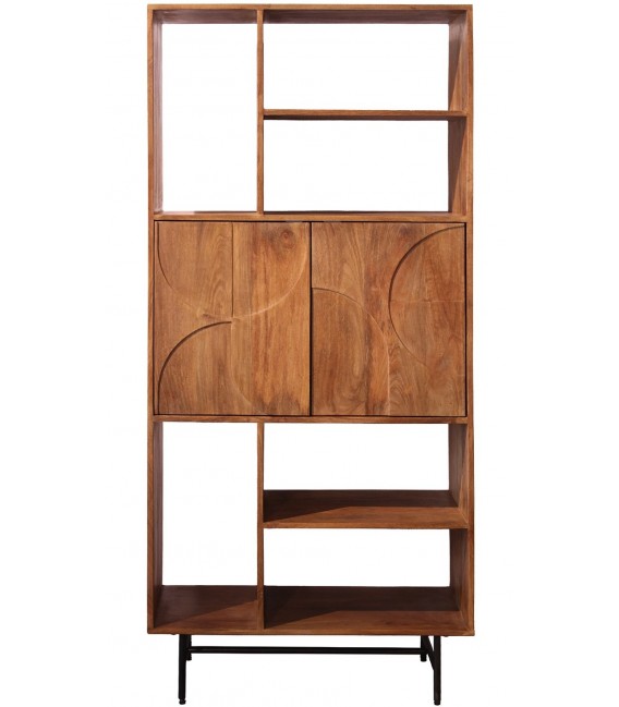 Estantería de madera de mango estilo industrial con dos puertas 1