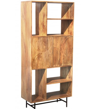 Estantería de madera de mango estilo industrial con dos puertas