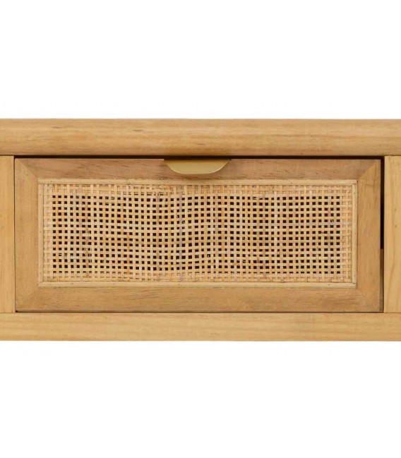 Consola oriental con tres cajones ratán madera natural y metal 4