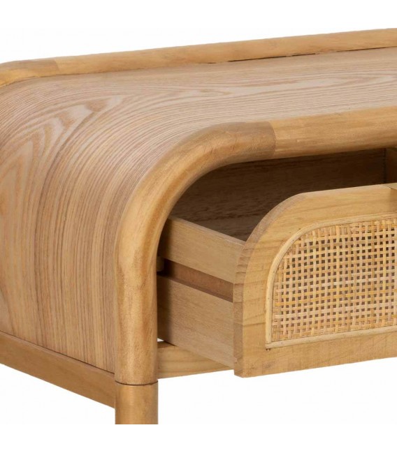 Consola oriental con tres cajones ratán madera natural y metal 5