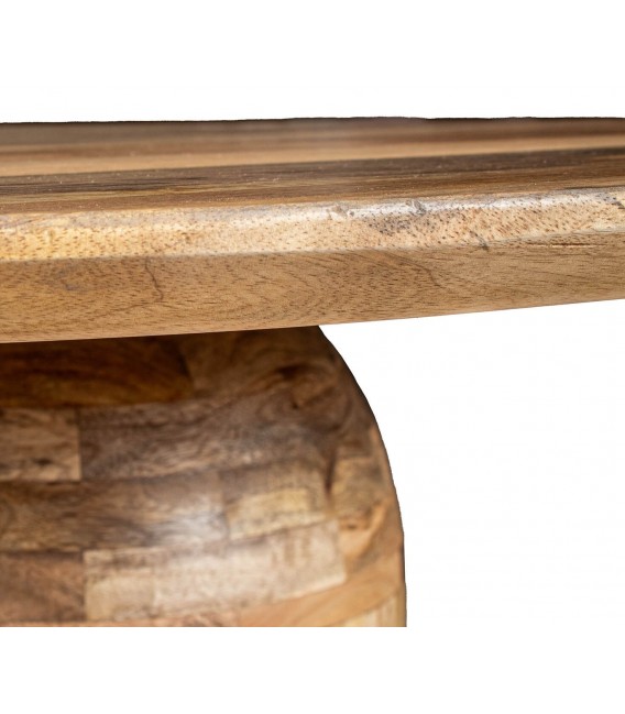 Mesa de comedor redonda de madera de mango maciza estilo boho 3