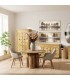 Mesa de comedor redonda de madera de mango maciza estilo boho mdmhogar