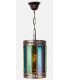 Lámpara techo étnica cristal colores metal bronce viejo