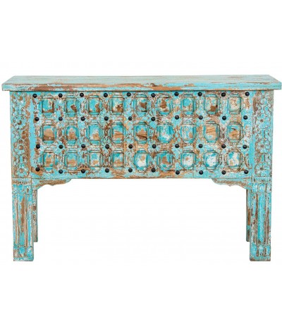 Consola de entrada madera mango celeste rozado estilo clásico 1
