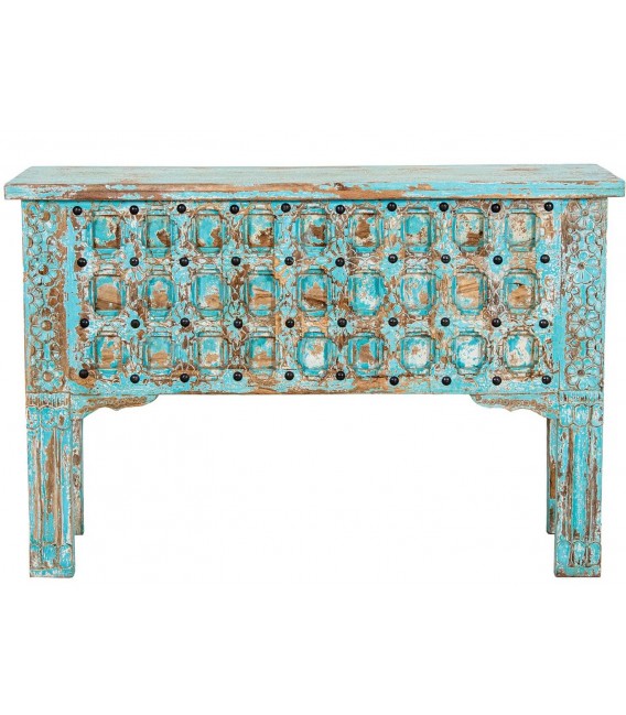 Consola de entrada madera mango celeste rozado estilo clásico 1