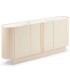 Aparador de madera beige mármol blanco detalle dorado moderno