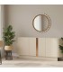 Aparador de madera beige mármol blanco detalle dorado moderno Mdmhogar