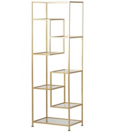 Estantería pequeña irregular metal dorado y cristal estilo art decó