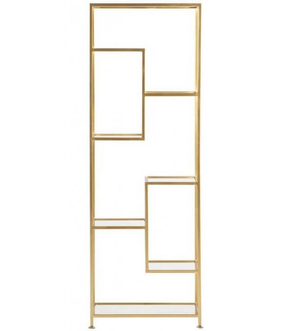 Estantería pequeña irregular metal dorado y cristal estilo art decó 1