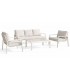 Set jardín aluminio blanco sofá sillones mesa exterior moderno