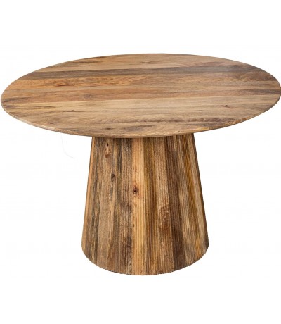 Mesa de comedor redonda madera mango nogal estilo boho natural