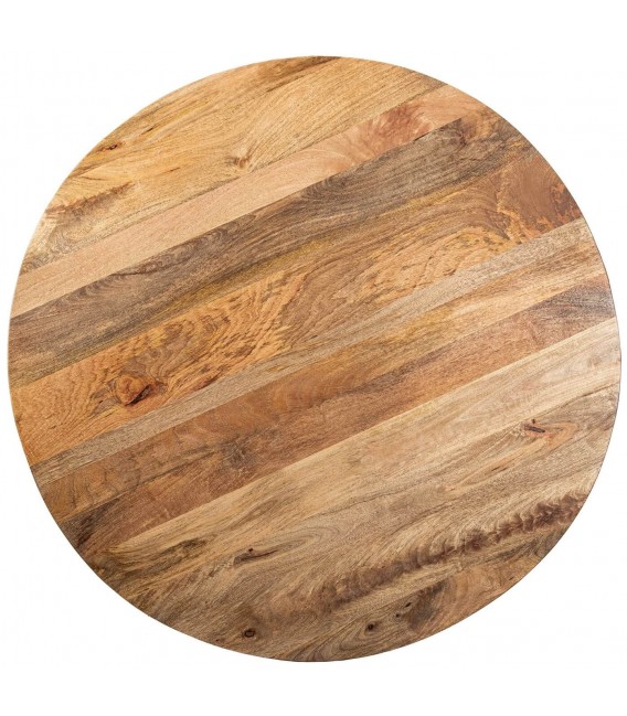 Mesa de comedor redonda madera mango nogal estilo boho natural 2