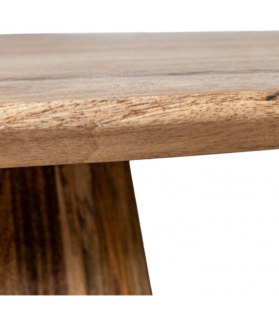 Mesa de comedor redonda madera mango nogal estilo boho natural 3