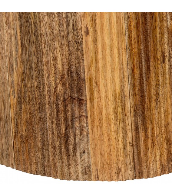 Mesa de comedor redonda madera mango nogal estilo boho natural 4