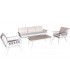 Set jardín de aluminio madera crema sofá sillones mesa moderno