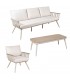 Set jardín de aluminio madera crema sofá sillones mesa moderno 1