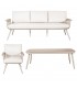 Set jardín de aluminio madera crema sofá sillones mesa moderno 2