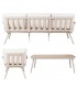 Set jardín de aluminio madera crema sofá sillones mesa moderno 4